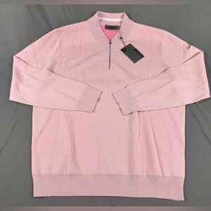 G/Fore G4 Golf Sweater Sleeve Logo 1/4 Zip XL Pink Wool Polyester NWT MSRP $250